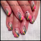 Neon Pink Tips with Design