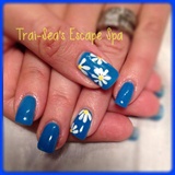 Blue with Hand painted Daisies