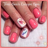 Coral with hand painted feathers