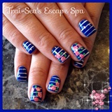 Blue Stripes &amp; Hand Painted Flowers