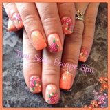 Orange gel with hand painted flowers