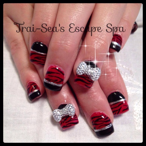 Black &amp; Red with Crystal Bows