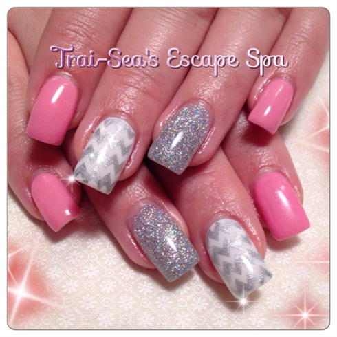 Pink &amp; Silver Chevrons
