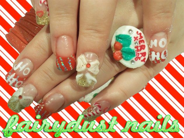 christmas 3d nail art with ring