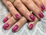 Pink Gel Nails With Stamping