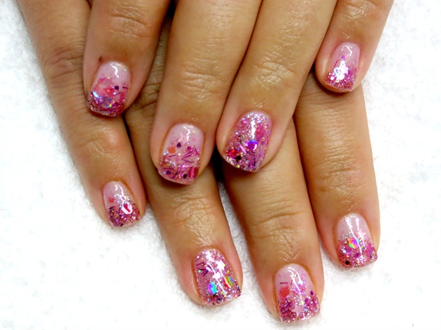 Pink Confetti Nail Art