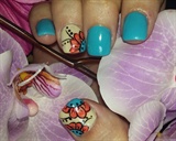 Handpainted flower nail art