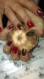 Christmas wreath holly nail art
