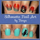 Silhouette nail art bird palm trees