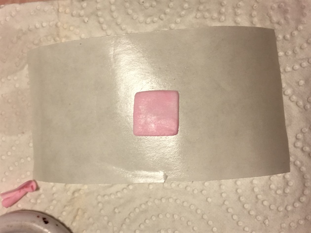 1) create a thin rectangle out of pink acrylic on wax paper. 