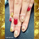 Red and Gold Gelnails 