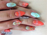 Blue &amp; Orange Summer nails