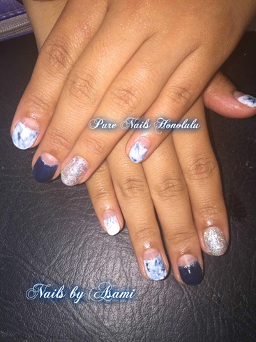 Blue and White French Manicure