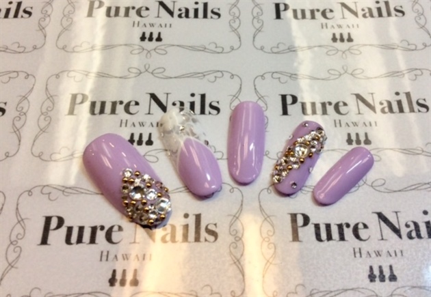 Purple Nails with Stones