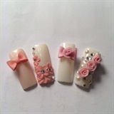 3d Rose And Bow Nails Design 