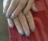 Silver tips with black/white art