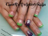Green tips and purple glitter fade
