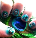 Peacock feather nails