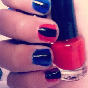 Red and blue black stripe