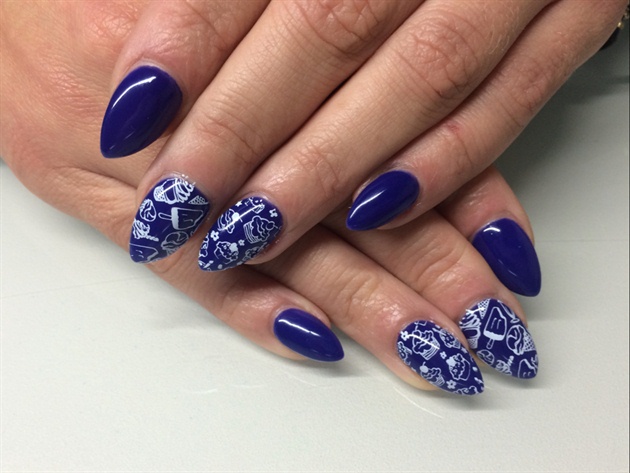 Navy Blue With Stamps