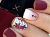 Red and white nail art