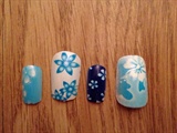 Blue Floral Nails