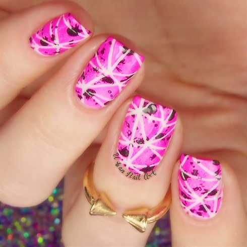 Abstract Neon Pink Manicure