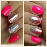 Neon Pink Chrome Nails