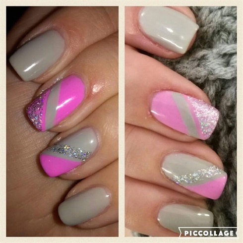 Grey &amp; Pink Nail Art
