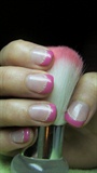 Pink french manicure with silver line