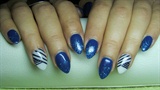 Blue and white with glitter and lines