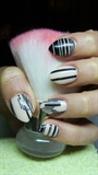 Beige nails with black lines