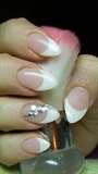French manicure with rhinestones
