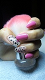 Pink and beige with pink heart and dots