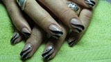 Silver nails with black lines