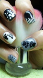 Grey, black and white nails with feet