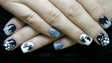 Grey, black and white nails with feet