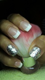 French manicure with silver  
