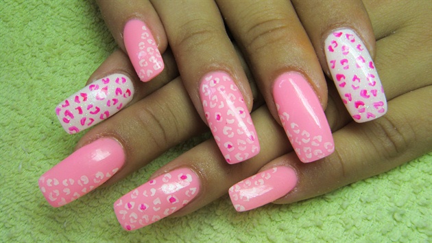 Pink and white nails