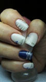 Blue and white nails