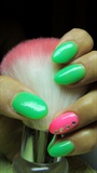 Green and pink nails