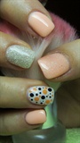 Orange, silver and white nails with dots