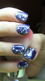 Blue nails with white dots