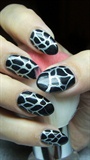 Black nails with silver lines