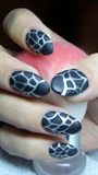 Black matte nails with silver lines