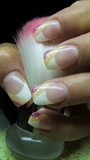 White, pink and yellow french manicure