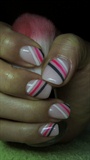 Blue and pink nails with lines