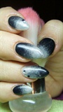 Black and silver ombre nail art