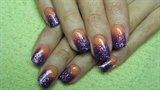 Orange and purple nails ombre