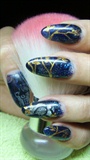 Black nails with an owl and a castle